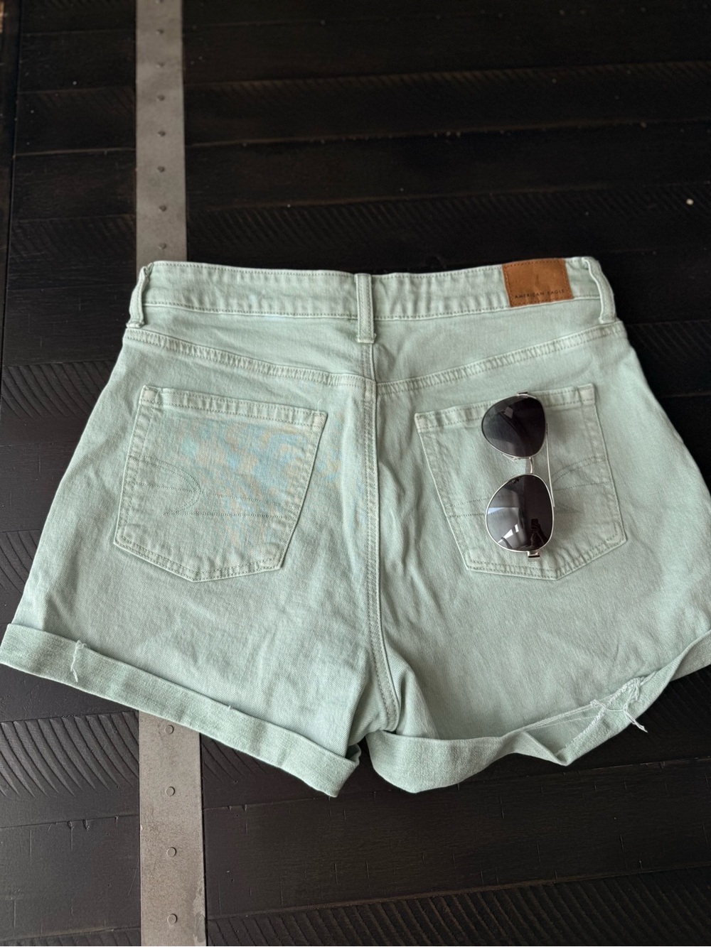 American Eagle Outfitters Mint Green High-Waist Denim Jean Shorts